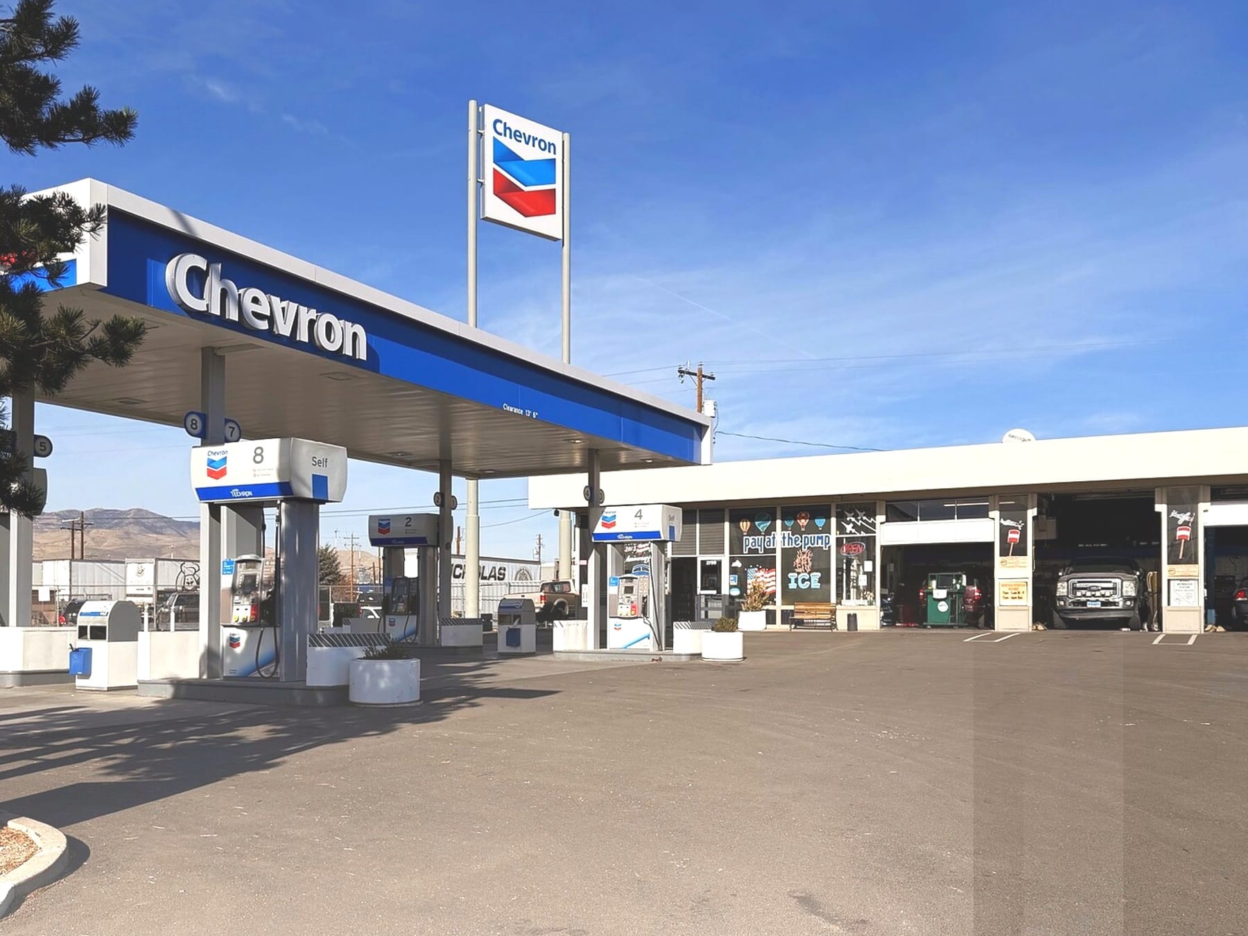 Howards Chevron fuel pumps — open 24/7